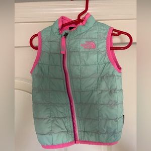 North Face Kids Vest, pink/green, size 12-18 months